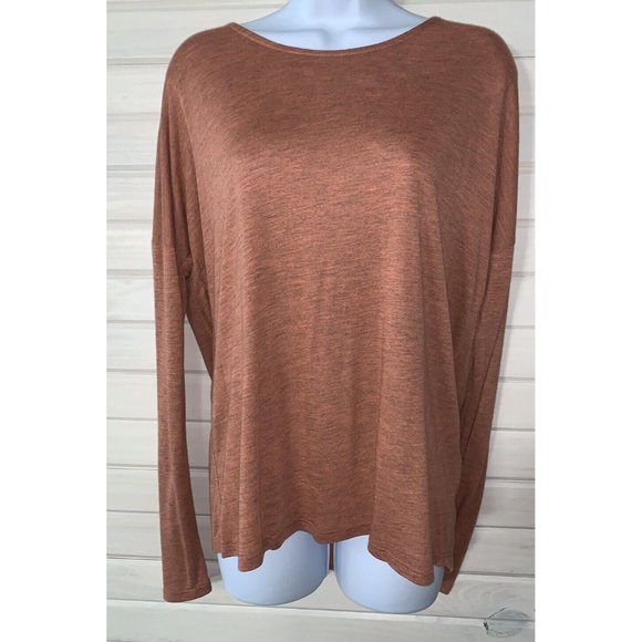 NWT Soprano Womens Sz MEDIUM Heathered Rusty Orange Scoop Neck Pullover USA MADE - Picture 3 of 10